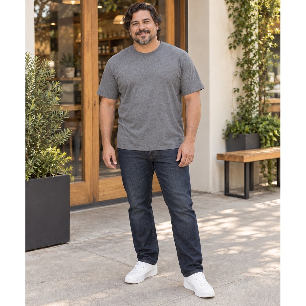 Hanes Beefy-T Mens 4XLT Charcoal Heather Gray Short Sleeve T-Shirt 518T